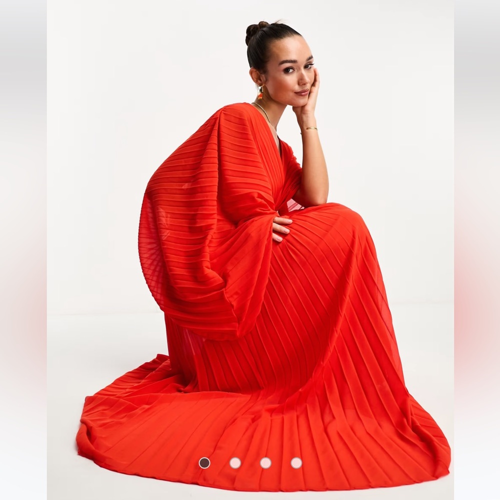 ASOS Design red maxi pleated dress